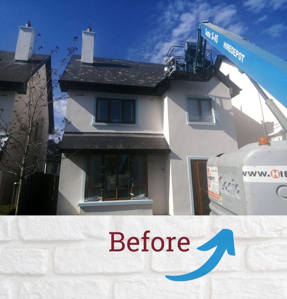 Before photo - roof and exterior renovation project using Murfill and Rust-Oleum products