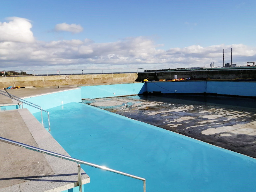 Swimming pool refurbishment project in progress