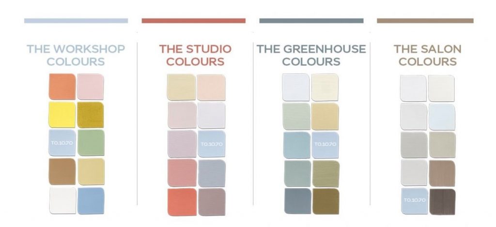 AkzoNobel Colour of the Year, Bright Skies, used in various colour palettes