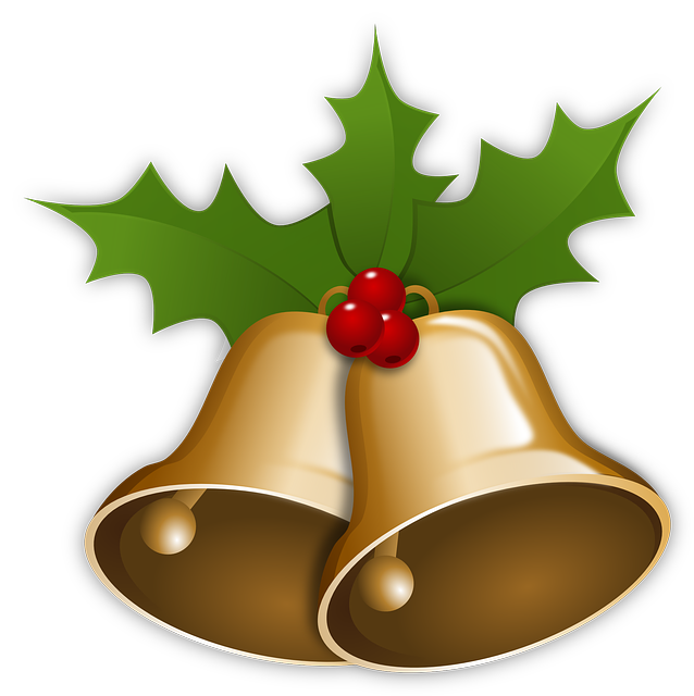 Christmas bells and holly motif