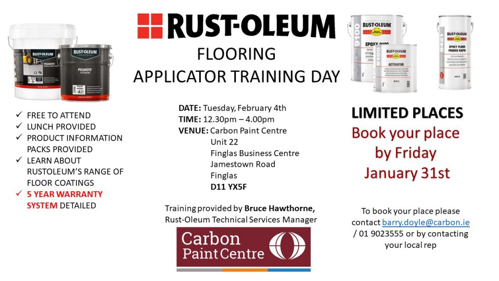 Rust-Oleum flooring applicator training day promotional graphic